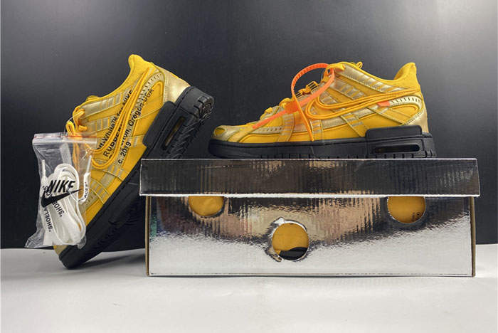 OFF-WHITE x Nike Air Rubber Dunk “University Gold” CU6015-100
