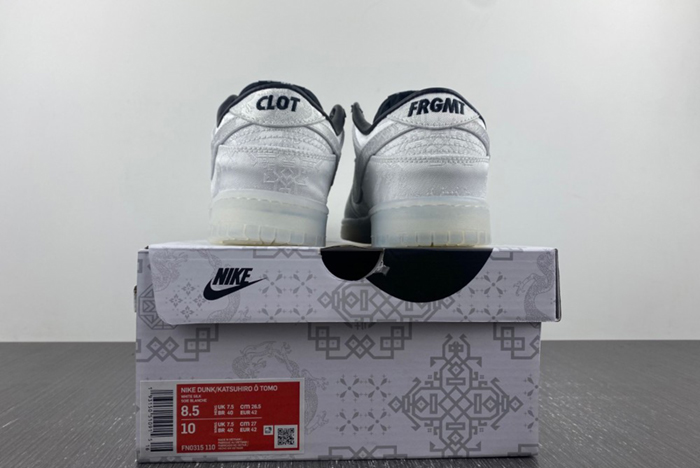 CLOT x fragment x Nike Dunk Low Colorway: White/Black FN0315-110