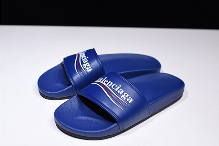 Ba*len*cia*ga logo leather slip-on sandals blue 500578 wam00 4045